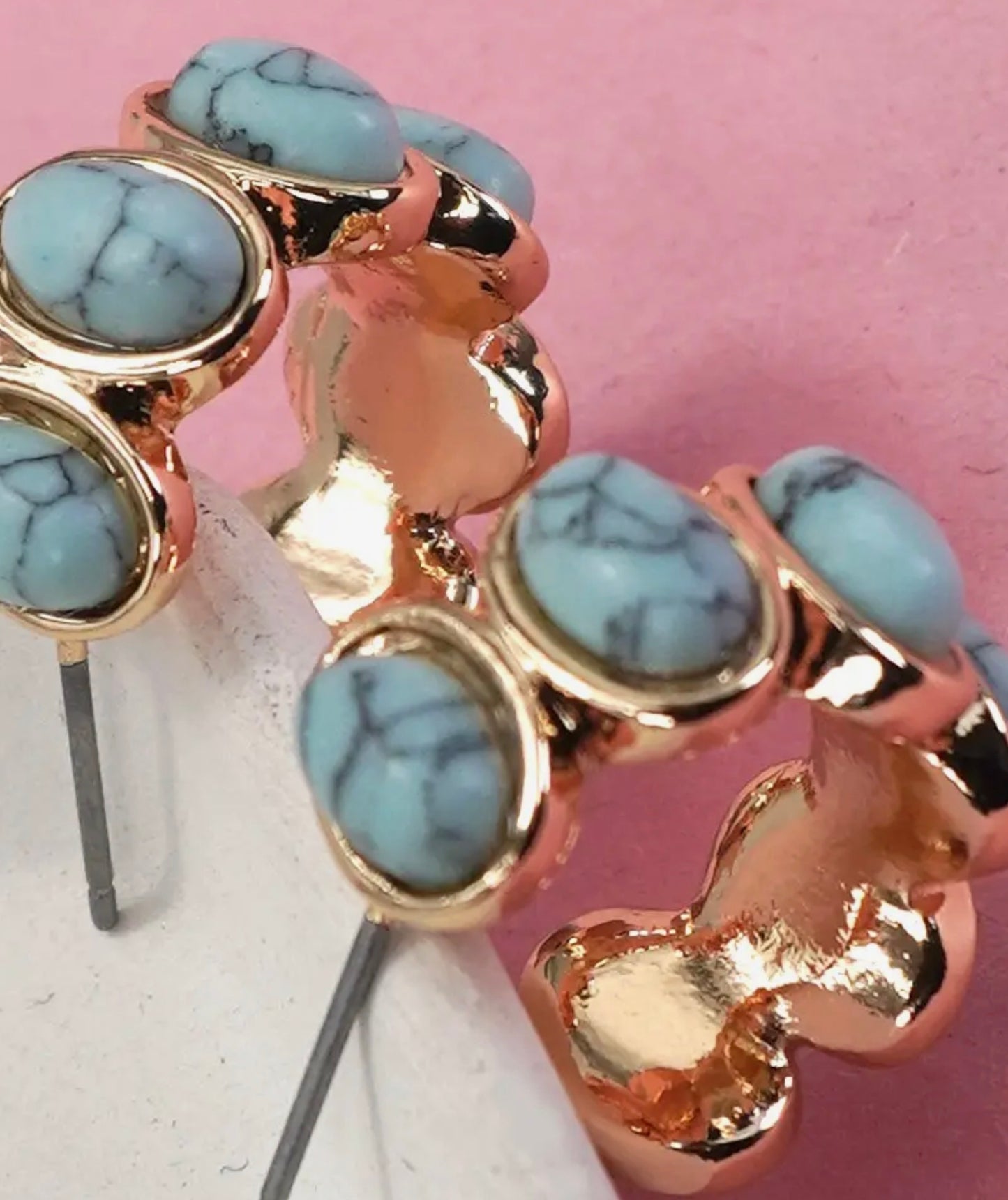 Stone hoop earrings
