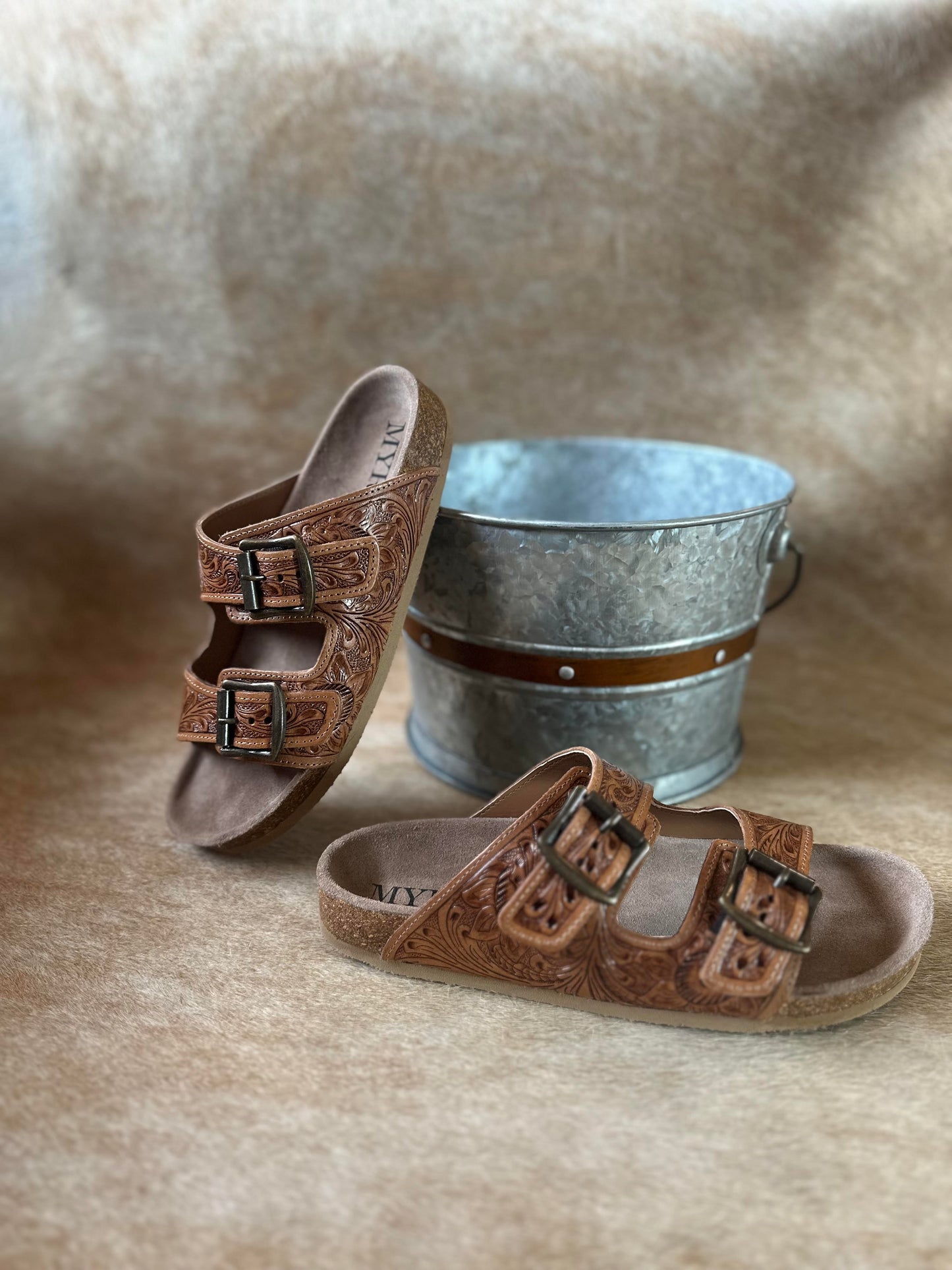 Tooled Leather Sandals