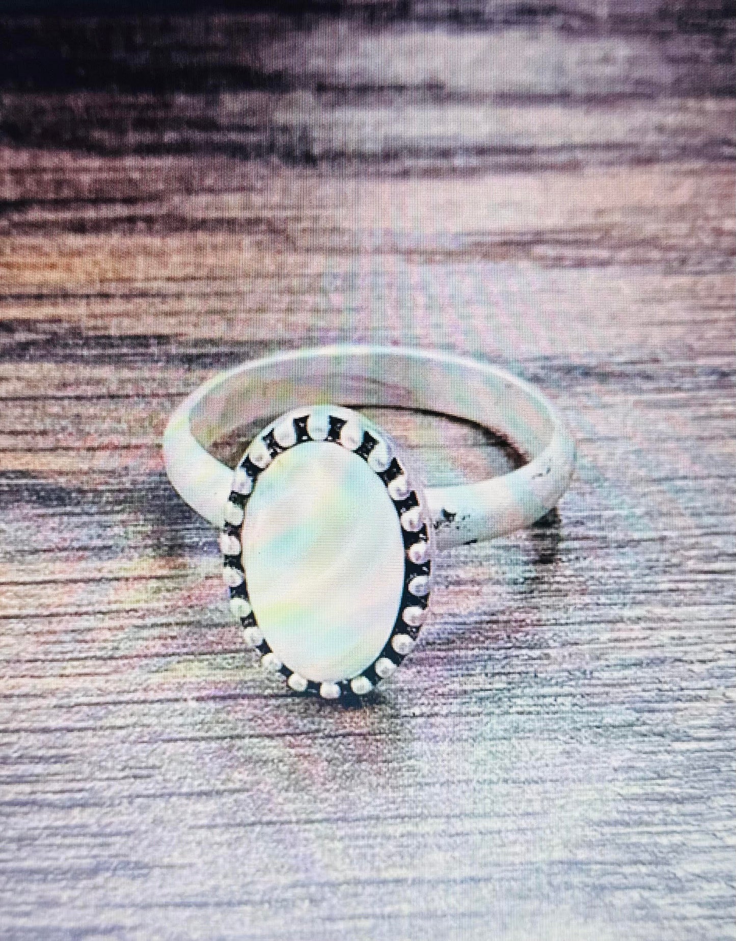 12mm oval white turquoise adjustable ring