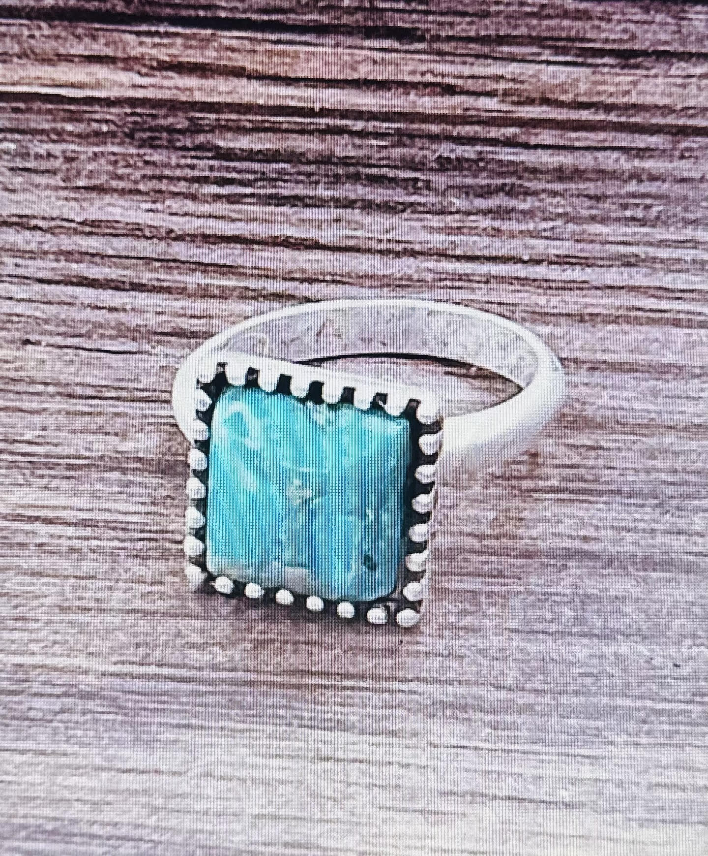 10mm turquoise square adjustable ring