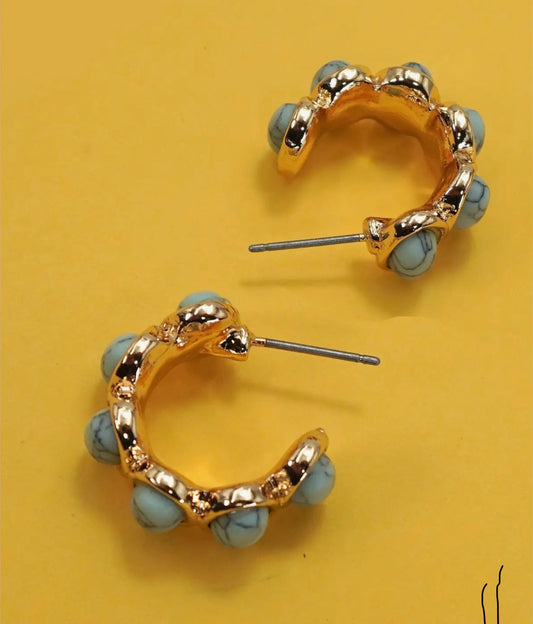 Stone hoop earrings