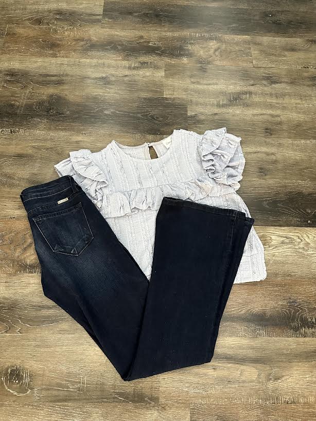 Mid Rise Flare Dark Washed Jeans