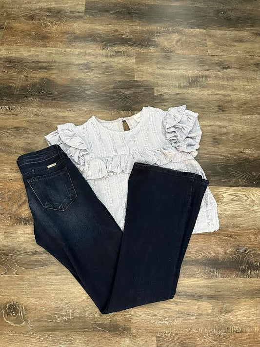 Mid Rise Flare Dark Washed Jeans