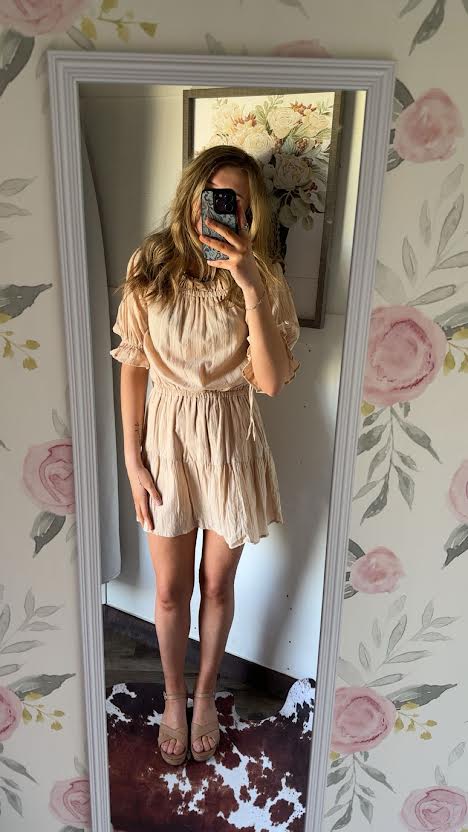 Beige Spring Ruffled Dress