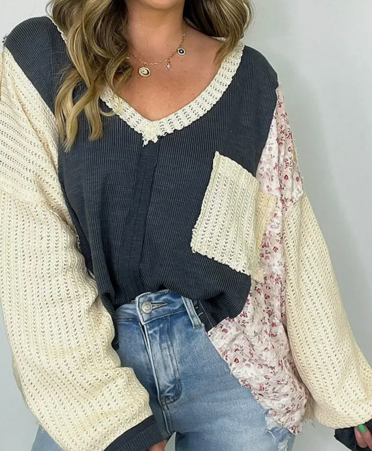 Knit Color Block Pullover