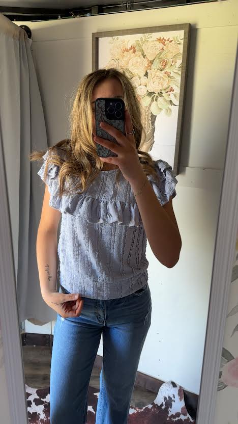 Ruffle Short Sleeve Lace Top