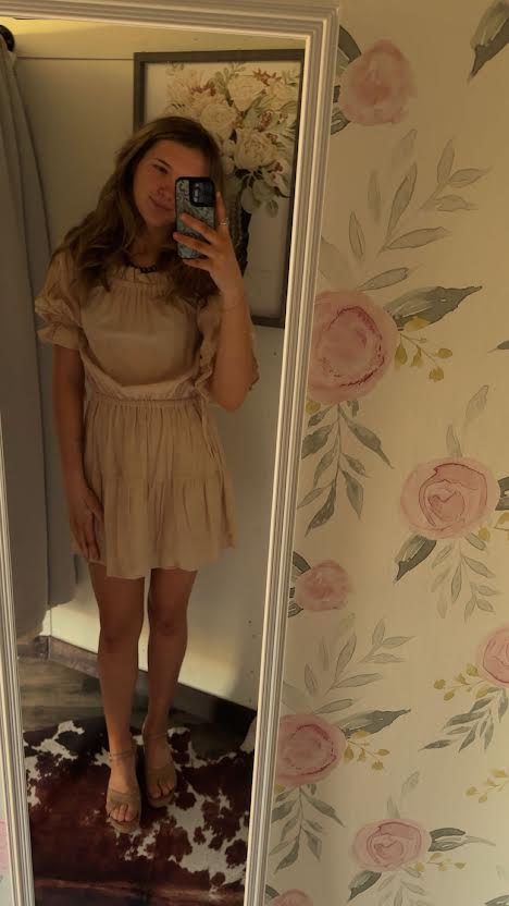 Beige Spring Ruffled Dress