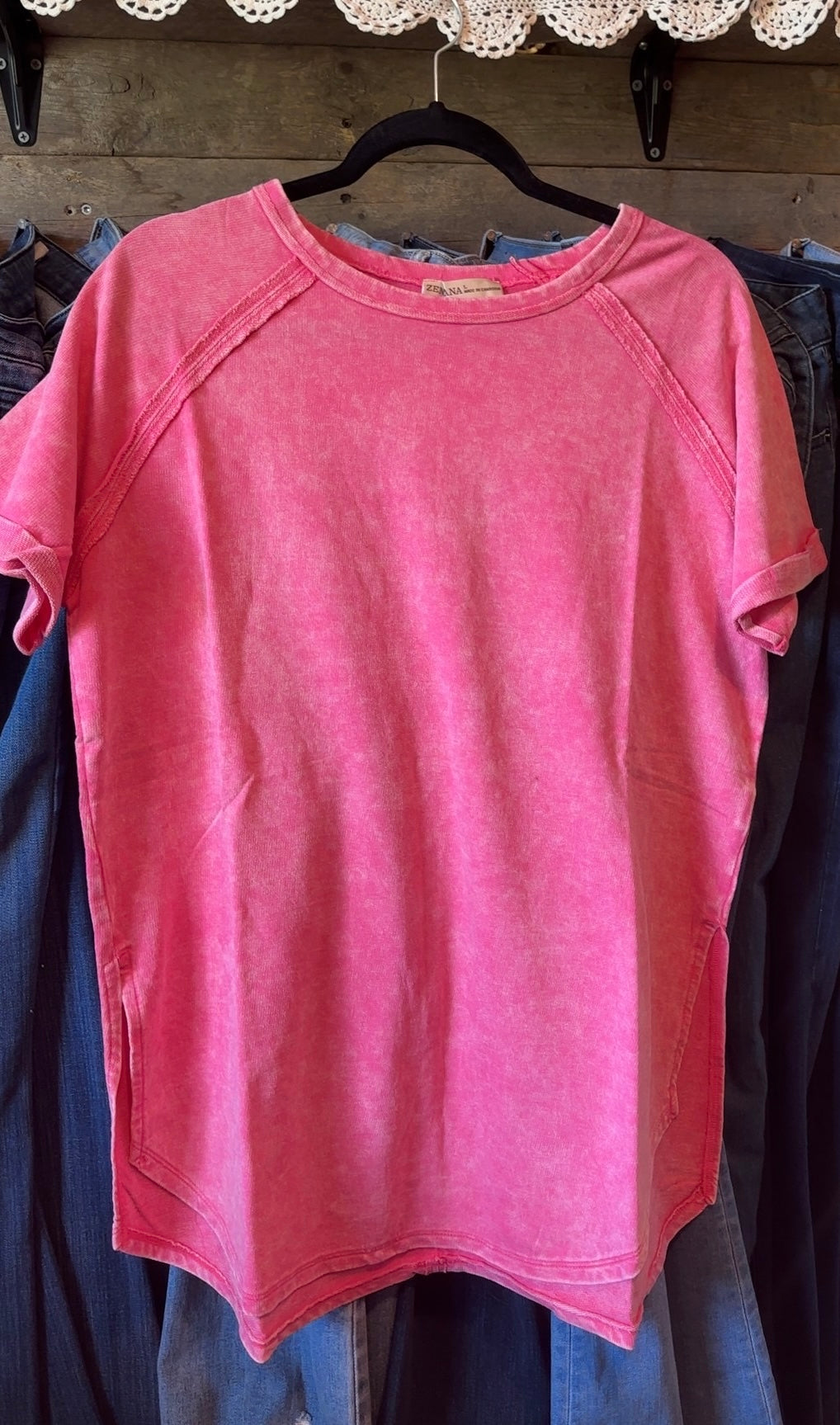 Oversized pink patch tee