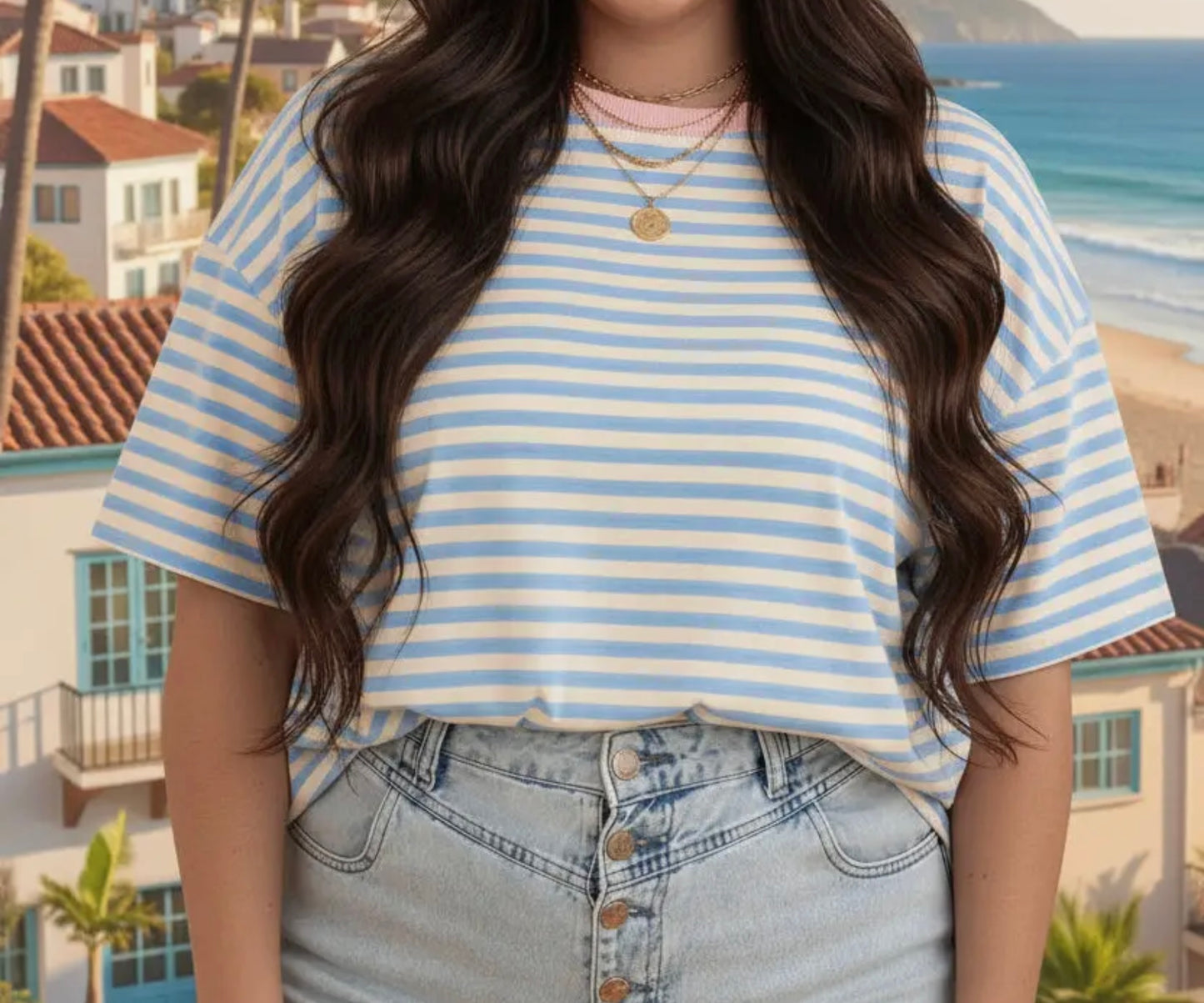 Stripe contrast tee