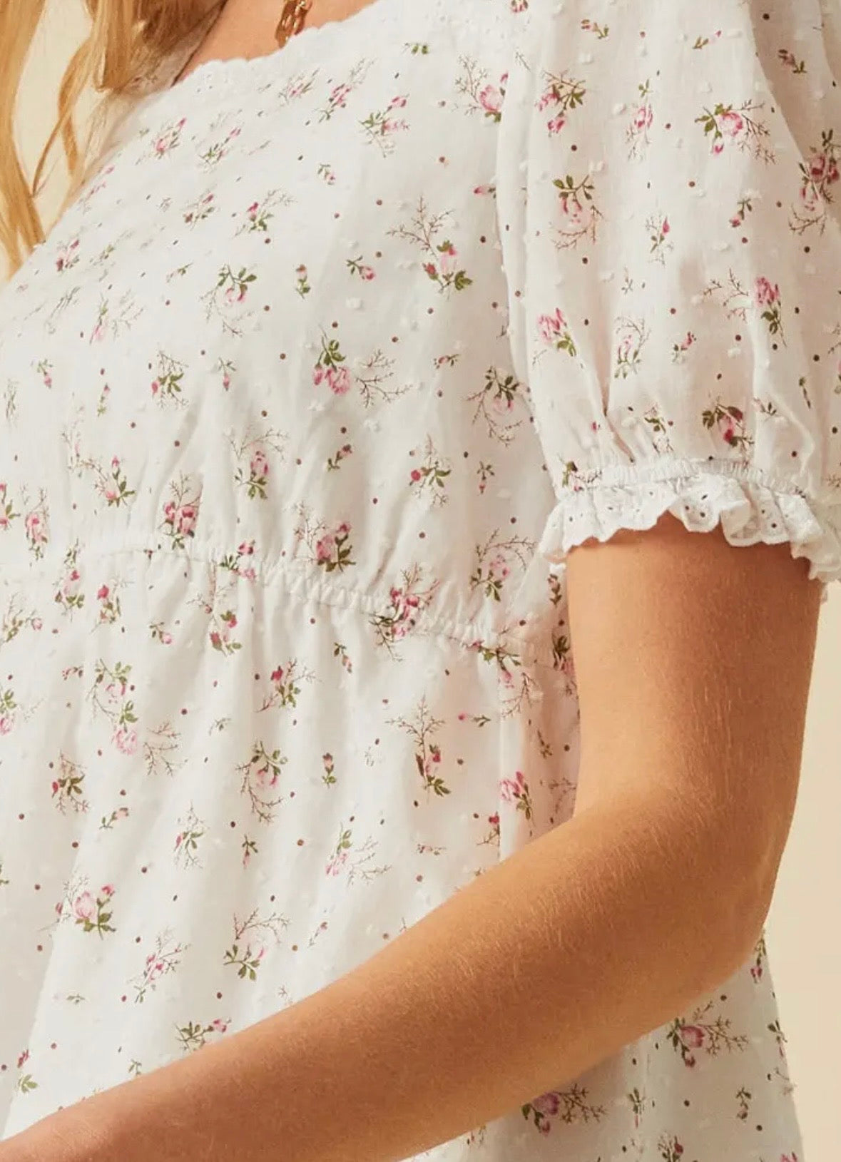 Floral lace trim top