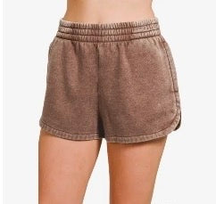 Fleece acid washed shorts