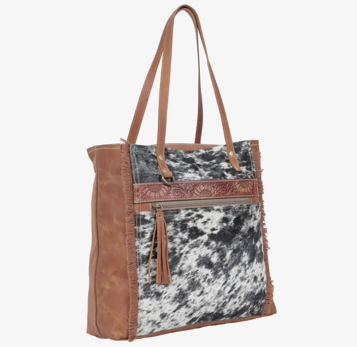 Specks canvas and hairon bag
