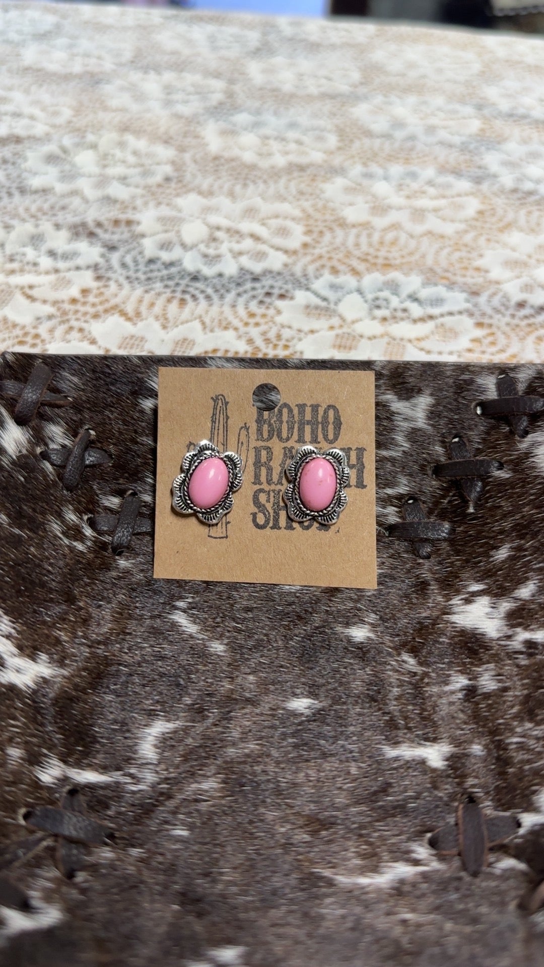 Pink oval earrings