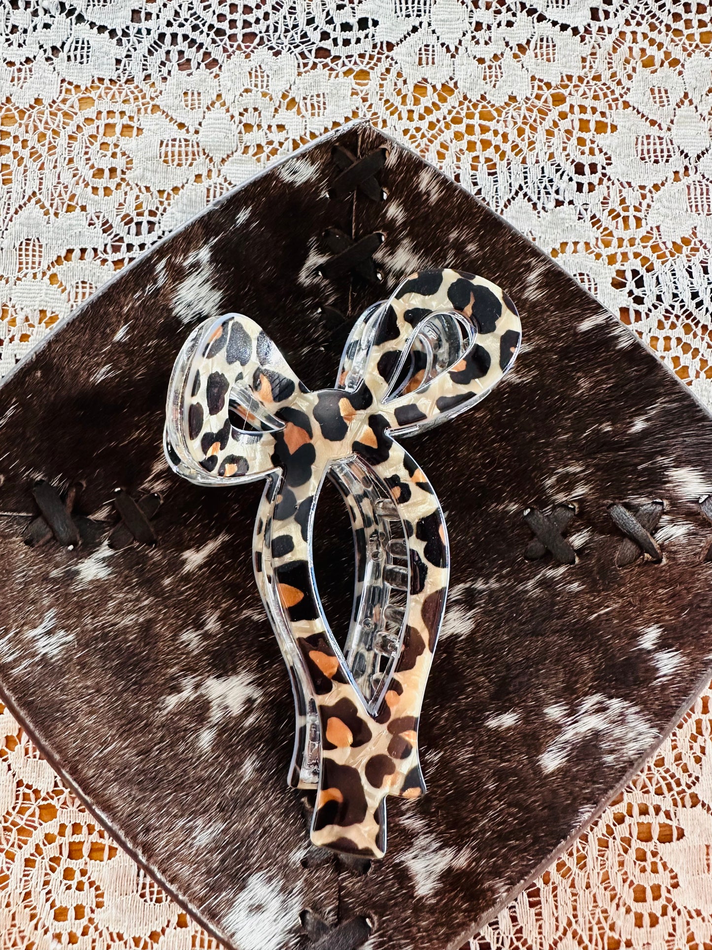 Leopard Bow Clawclip