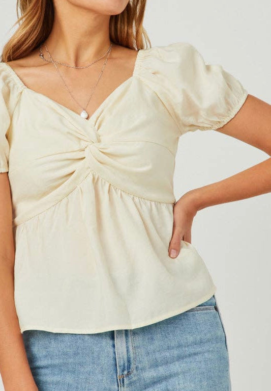 Twist front smocked top