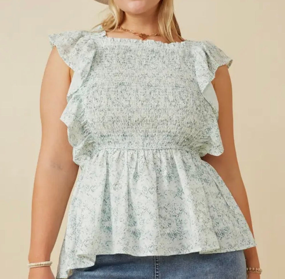 Floral smocked tank