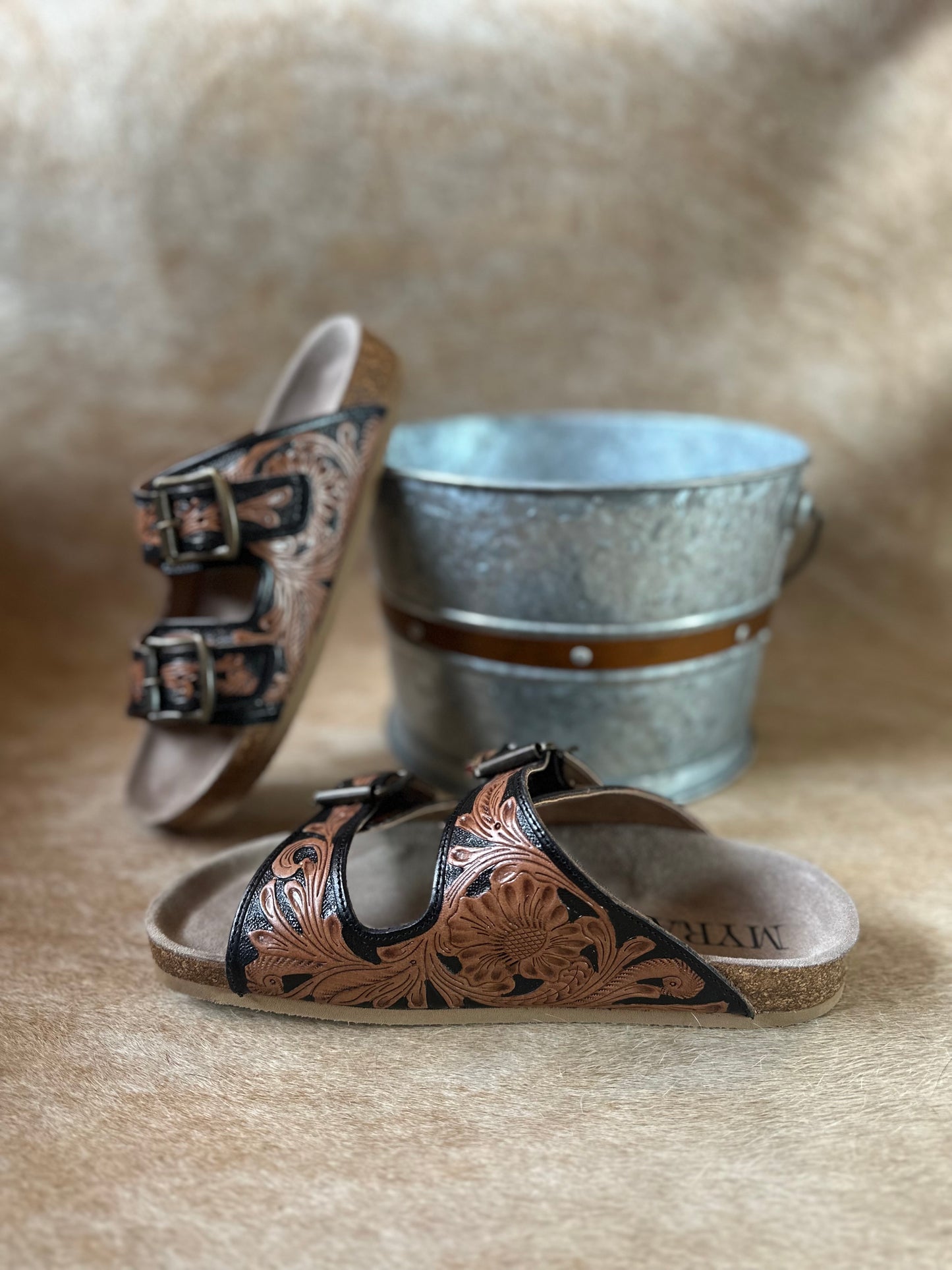 Tooled Leather Sandals