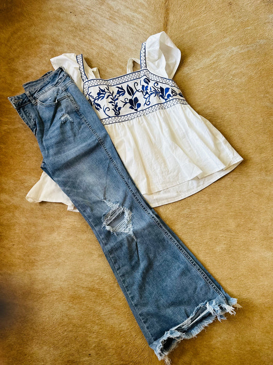 Cropped flared jeans