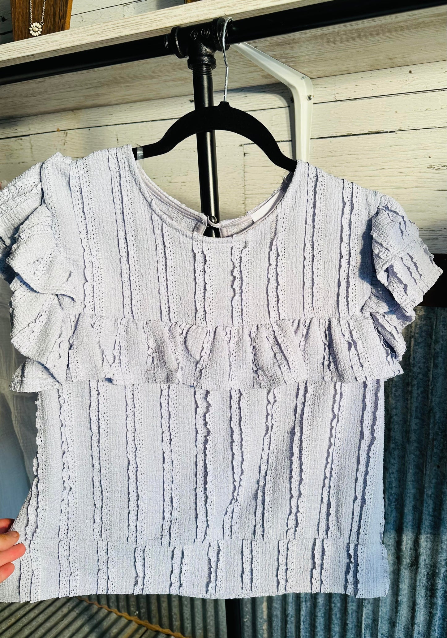 Ruffle Short Sleeve Lace Top
