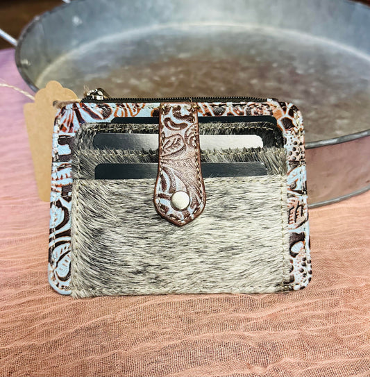 Cowhide and leather wallet