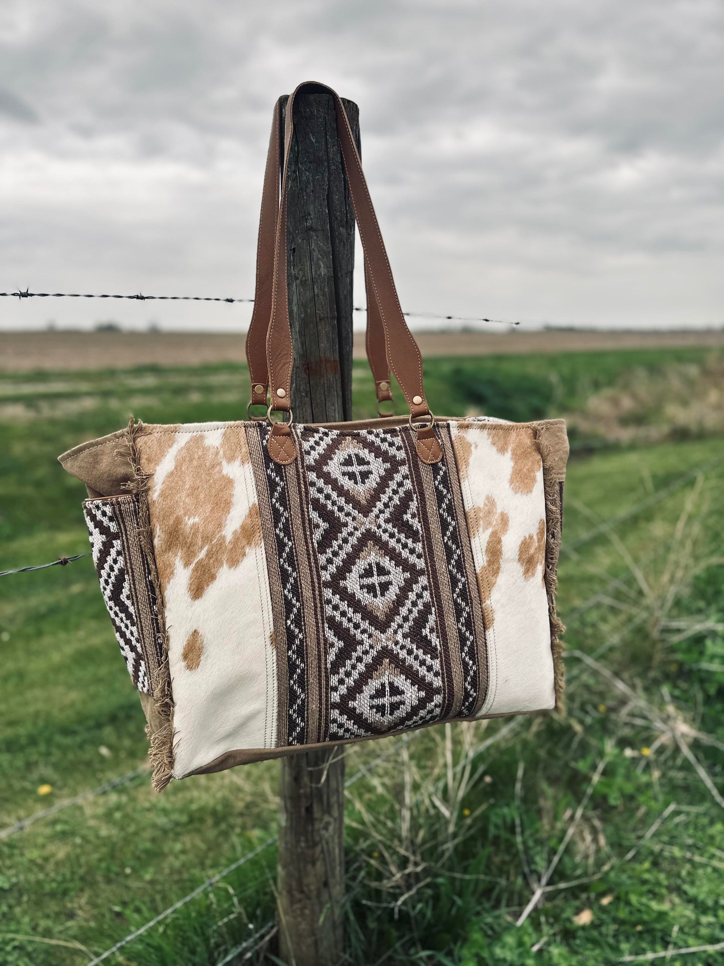 Cowhide Weekender Bag