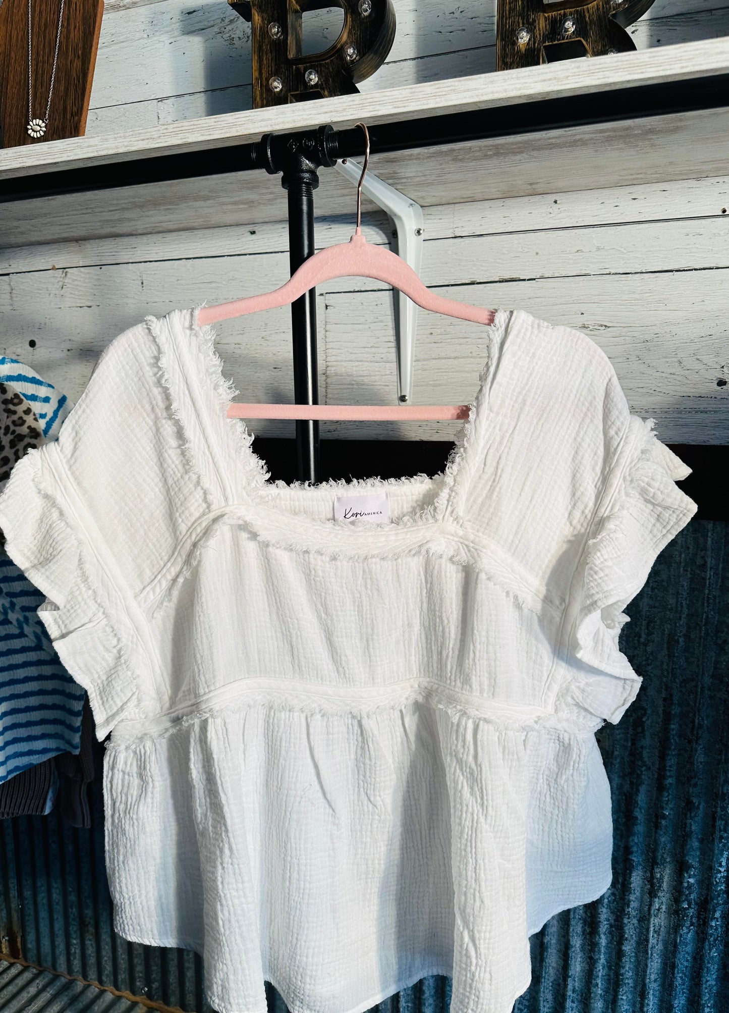 Square Neck Cotton Blouse