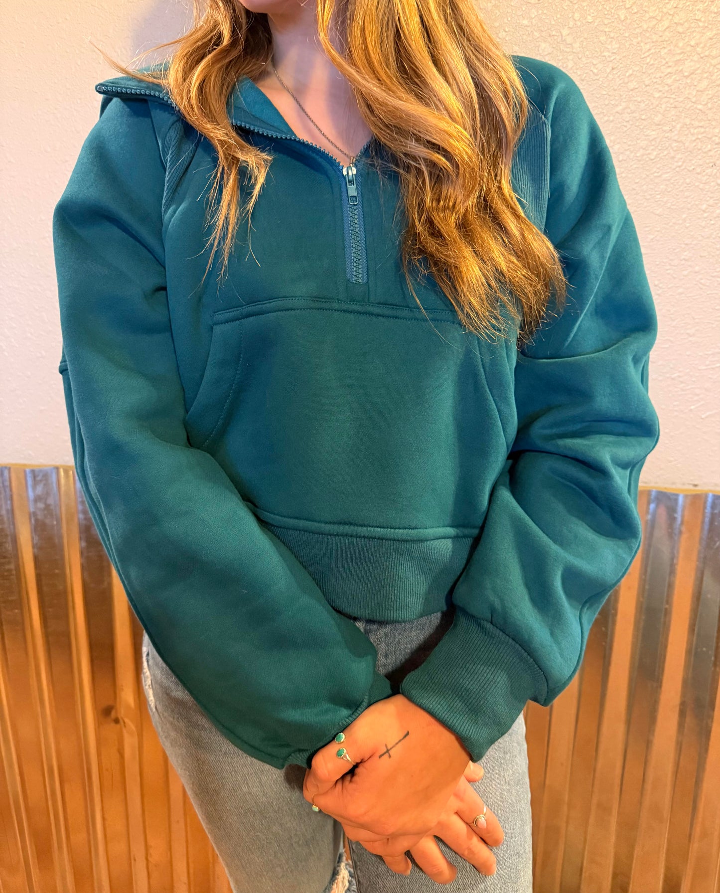 Teal Half Zip Hoodie